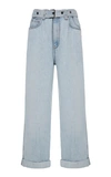 BRUNELLO CUCINELLI BELTED HIGH-WAISTED CROPPED STRAIGHT-LEG JEANS,749666