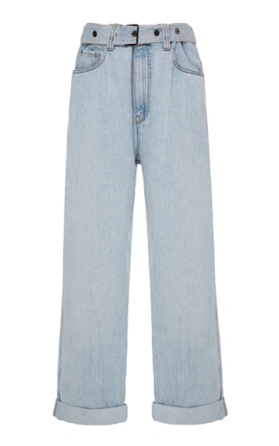 Brunello Cucinelli Belted High-waisted Cropped Straight-leg Jeans In White