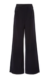 BRUNELLO CUCINELLI SATIN-PANELED WOOL-BLEND WIDE-LEG trousers,749668
