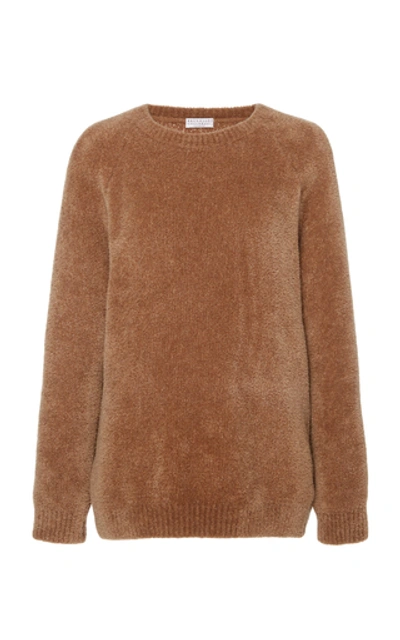 Brunello Cucinelli Cashmere-silk Teddy Jumper In Brown