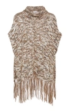 BRUNELLO CUCINELLI FRINGED KNIT TURTLENECK PONCHO,749689