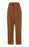BRUNELLO CUCINELLI CROPPED BELTED STRETCH-WOOL PANTS,749691