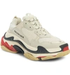 Balenciaga Triple S Low Top Sneaker In White/ Beige/ Red