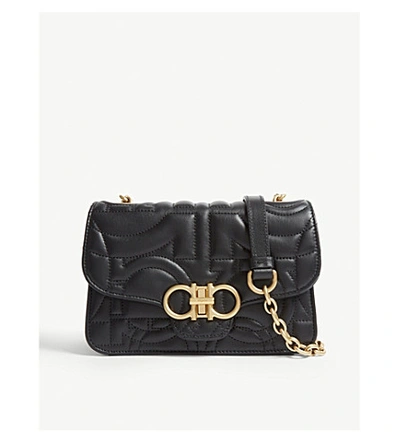 Ferragamo Quilted Leather Cross-body Bag In Black