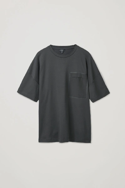 Cos Oversized T-shirt With Patch Pocket In Washed Black