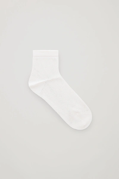 Cos Crochet Low Ankle Socks In White