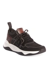 BERLUTI MEN'S SHADOW KNIT SNEAKER WITH LEATHER DETAILS,PROD222840164