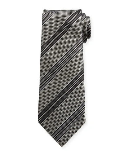 Tom Ford Diagonal Stripe Silk Tie In Gray