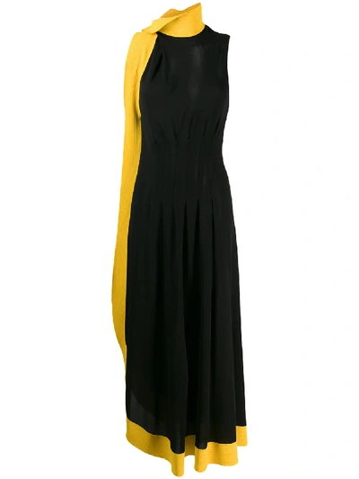 Givenchy Asymmetric Cocktail Dress With Contrasting Ruffles In Black