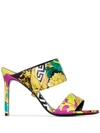 Versace 95mm Barocco Printed Leather Sandals In Dmcoh Multicoloured