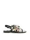 DOLCE & GABBANA PATENT SANDALS WITH BOW,10962681