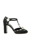 DOLCE & GABBANA T-STRAP SANDALS WITH LILIES,10962643