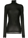 YANG LI YANG LI ROLL NECK SHEER TOP - BLACK