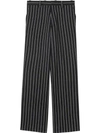 BURBERRY PINSTRIPED STRETCH WOOL WIDE-LEG TAILORED TROUSERS