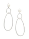 ADRIANA ORSINI Silvertone, 7MM Round Pearl & Crystal Drop Earrings