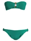 Hunza G Gloria Ring Detail Bandeau 2-piece Bikini Set In Emerald