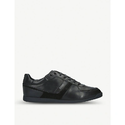 Hugo Boss Maze Leather Trainers In Black