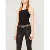 RE/DONE X ATTICO CRYSTAL-EMBELLISHED RIBBED COTTON-JERSEY STRAP TOP