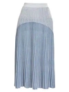 BALMAIN Pleated Lurex Knit Midi Skirt