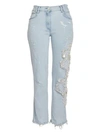 BALMAIN Faux Pearl Embroidered Washed Straight-Leg Jeans