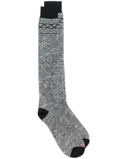 Etro Printed Knit Socks - 灰色 In Grey