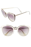 Prada 54mm Gradient Cat Eye Sunglasses - Ivory/ Gold/ Purple Gradient