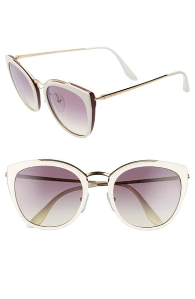 Prada 54mm Gradient Cat Eye Sunglasses - Ivory/ Gold/ Purple Gradient