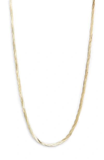 Loren Stewart Braided Demi Herringbone Chain Necklace In Yellow Gold
