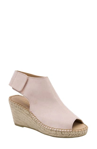 Andre Assous Flora Espadrille Wedge Shield Sandal In Blush Suede