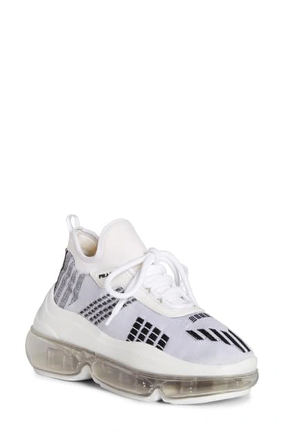 Prada Knit Clear Sole Sneaker In White