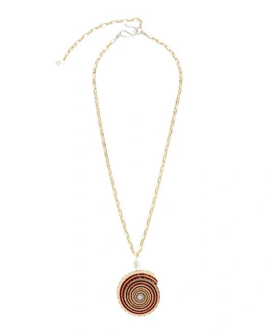 Wald Berlin Gold-plated Gin And Juice Crystal Shell Necklace In Multi,gold
