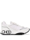 Jimmy Choo Raine Leather And Neoprene Sneakers In White,grey
