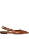 BURBERRY Logo Detail Leather Slingback Flats