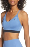 Nike Indy Sports Bra In Blue Void/ Pure/ Black/ Black