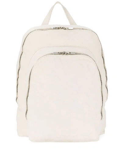 Guidi Zipped Pocket Backpack - White