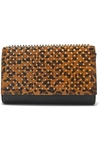 CHRISTIAN LOUBOUTIN PALOMA SPIKED LEOPARD-PRINT SUEDE AND LEATHER CLUTCH