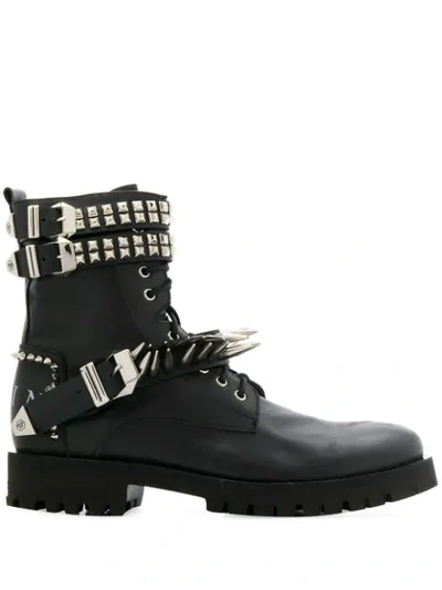 Philipp Plein Studded Ankle Boots In Black