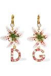 DOLCE & GABBANA LILIUM GOLD-TONE, RESIN AND CRYSTAL EARRINGS
