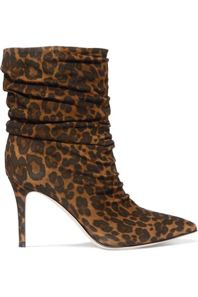 Gianvito Rossi Cecile 85 Leopard-print Suede Ankle Boots In Brown