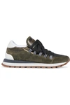 BRUNELLO CUCINELLI METALLIC MESH, LEATHER AND SUEDE SNEAKERS