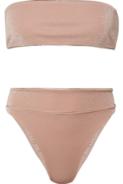 Adriana Degreas Martini Metallic Bandeau Bikini In Pink