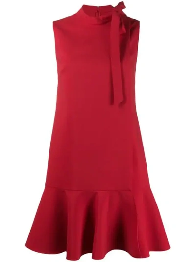 Valentino Crepe Cocktail Flounce-hem Mini Dress In Red