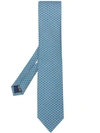 Ferragamo Gancini Print Silk Classic Tie In Light Blue