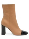 GIANVITO ROSSI Logan Two-Tone Cap-Toe Leather Ankle Boots