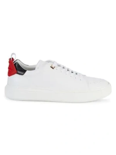 Buscemi Uno Sport Leather Platform Sneakers In White Red