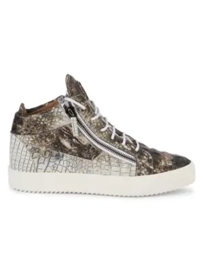 Giuseppe Zanotti Zippered Leather Platform Sneakers In Beige