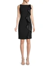 CARMEN MARC VALVO INFUSION RUFFLE-FRONT CREPE DRESS,0400010686897