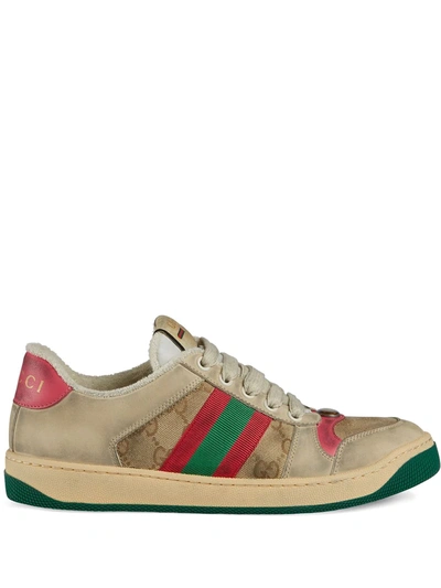 Gucci Screener Distressed Low-top Trainers In Multi