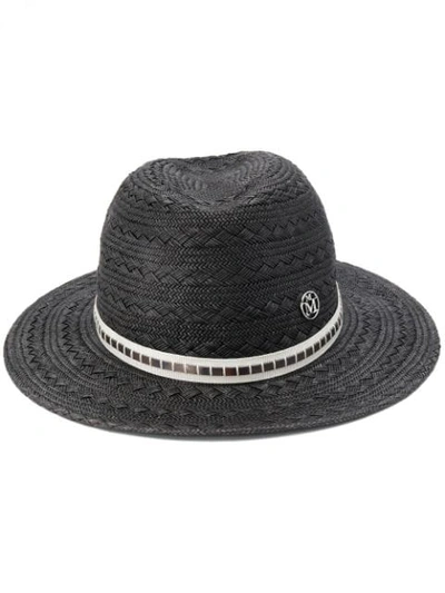 Maison Michel Derek Reflective Ribbon Straw Hat - Black