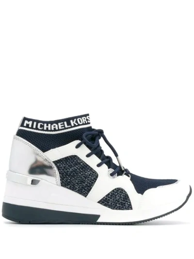 Michael Michael Kors Panelled Wedge Trainers In Blue